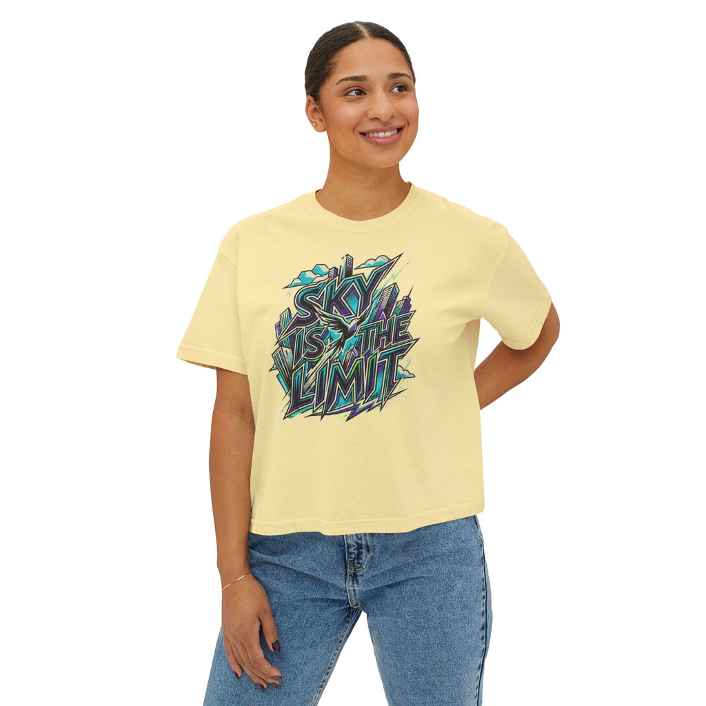 Sky Is The Limit Graphic Tee — Women's Boxy Inspirational T‑Shirt