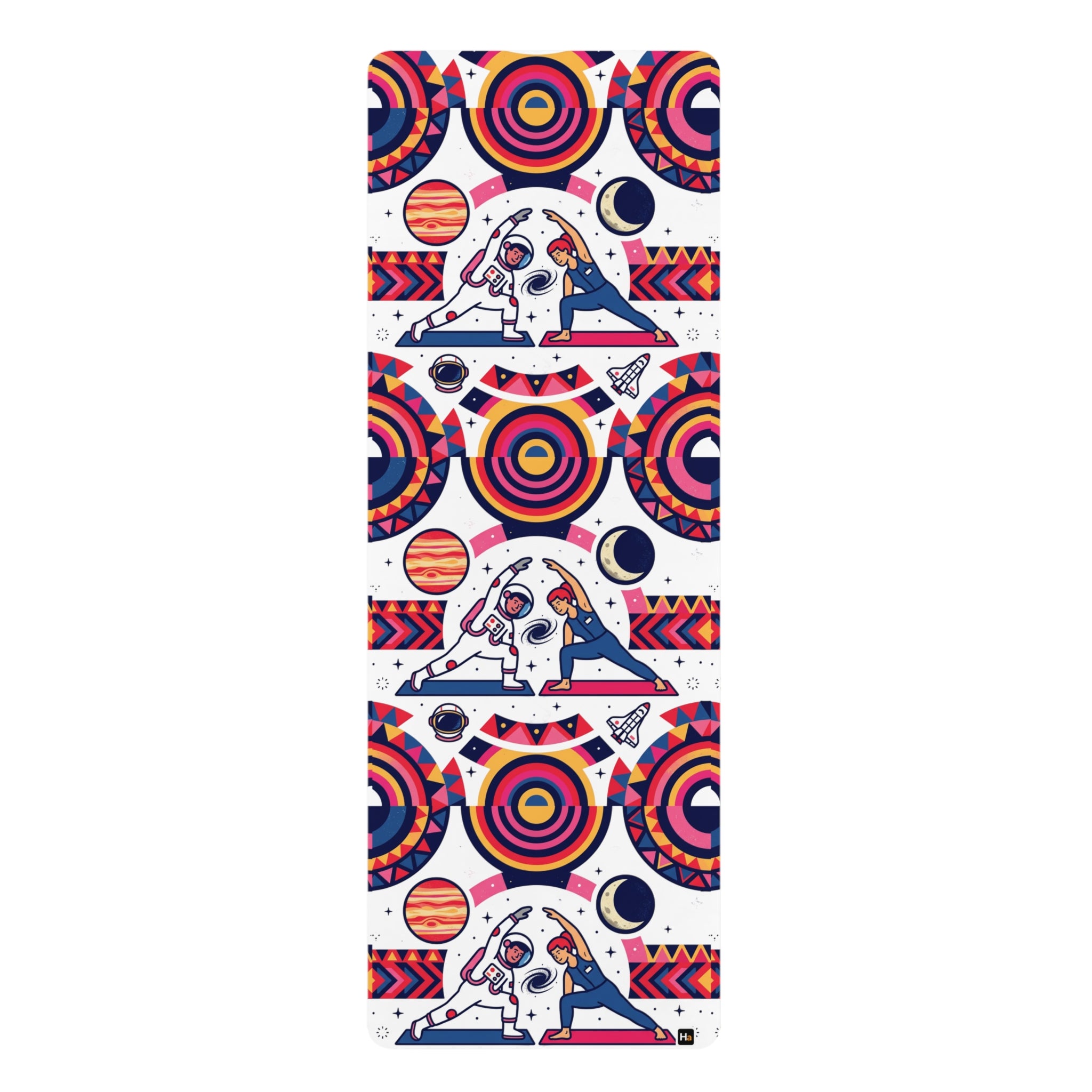 Cosmic Doga Rubber Yoga Mat — Astronaut Pose Patterned Non-Slip Mat