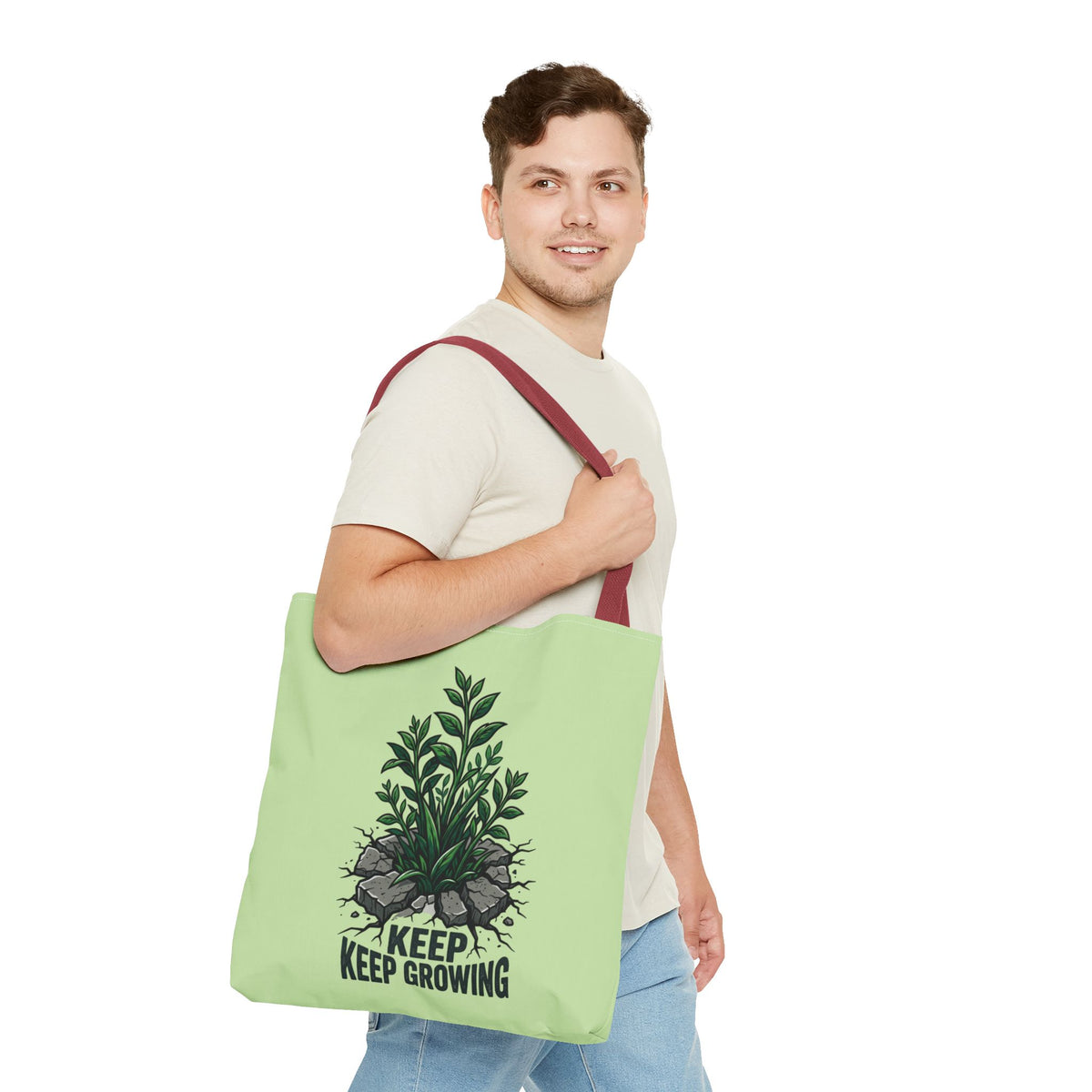Keep Growing Plant Tote Bag — Inspirational Garden Canvas Tote