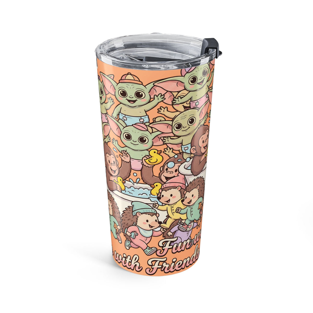 Cute Baby Alien & Animal Friends 20oz Travel Tumbler — 'Friends Fun' Insulated Cup