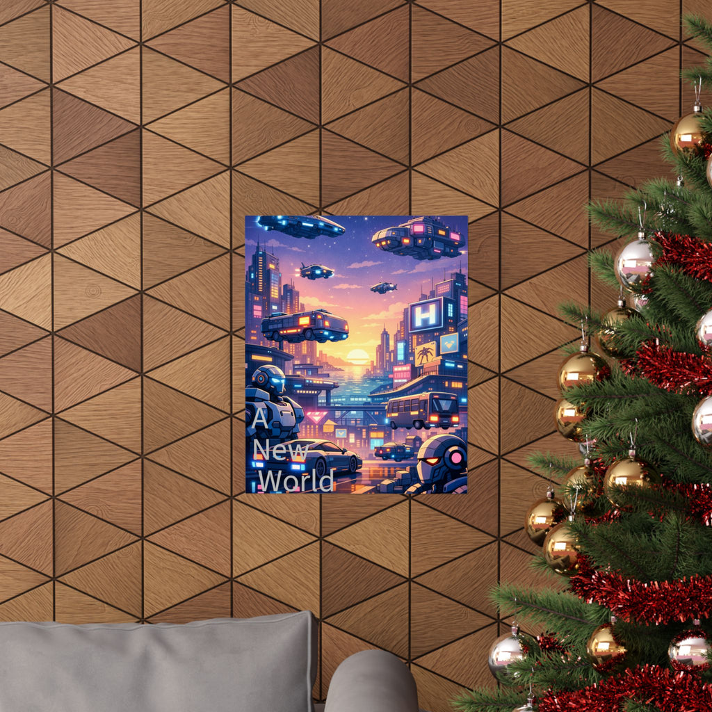 Cyber Sunset Poster 2 — Retro Futuristic Soldier Matte Vertical Print