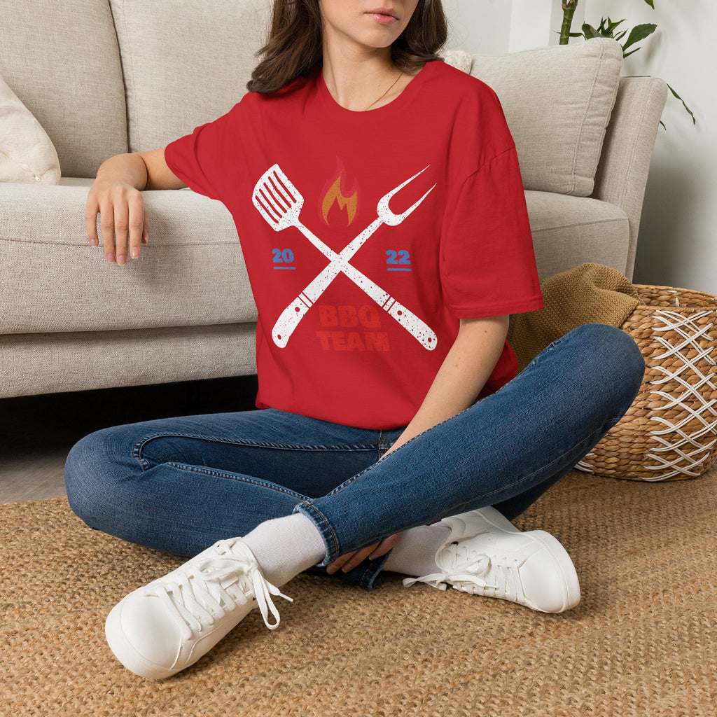BBQ Team T‑Shirt — 2022 Flame Graphic Grill Crew Tee