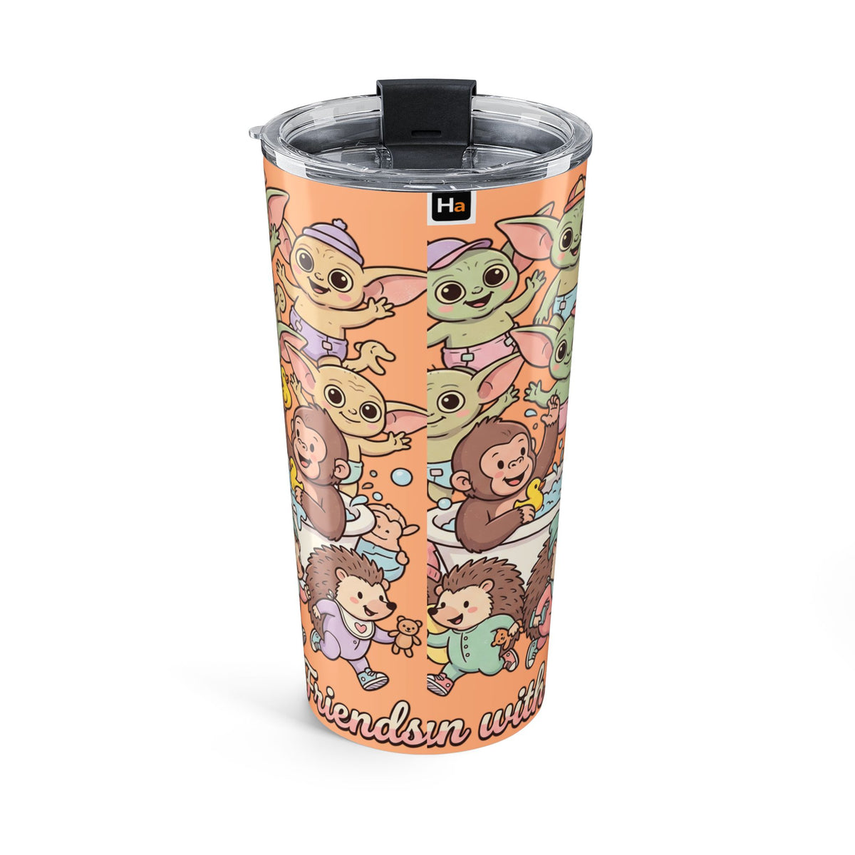Cute Baby Alien & Animal Friends 20oz Travel Tumbler — 'Friends Fun' Insulated Cup