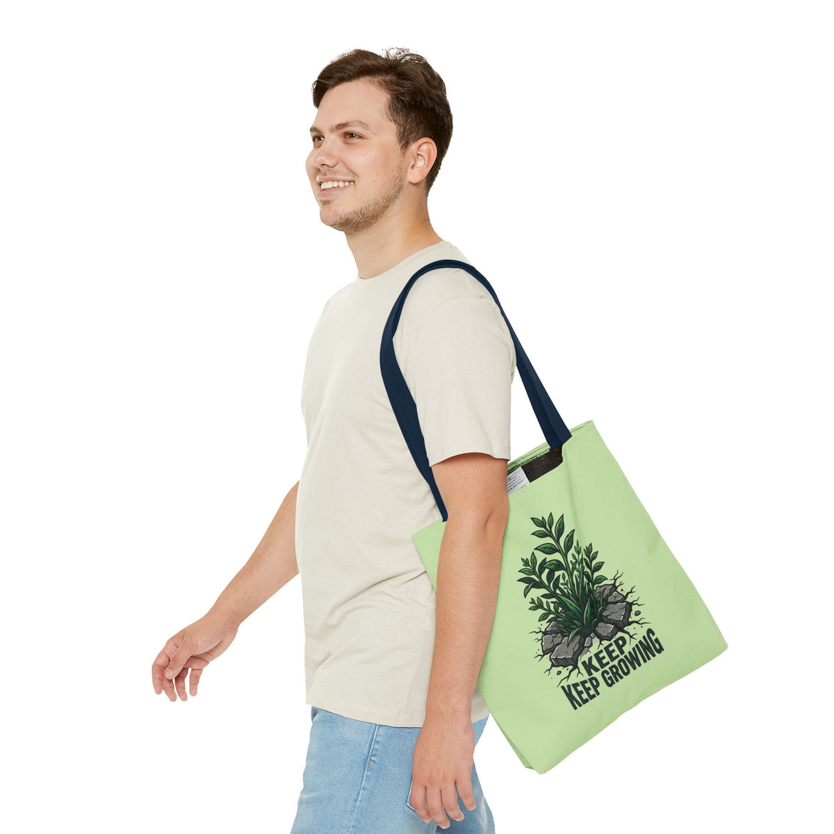 Keep Growing Plant Tote Bag — Inspirational Garden Canvas Tote
