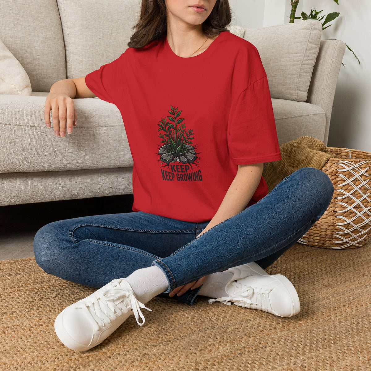 Keep Growing Plant T-Shirt — Minimal Botanical Graphic Tee for Plant Lovers