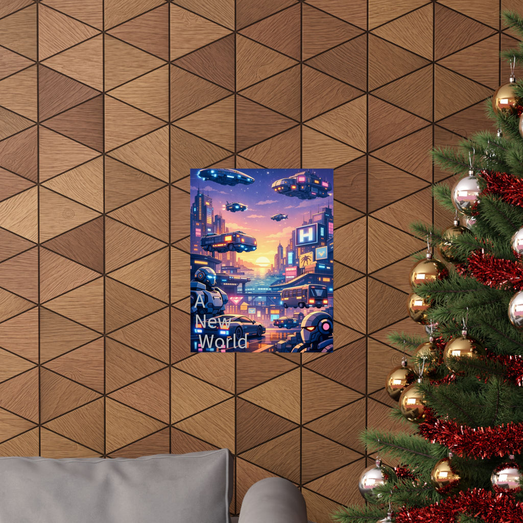 Cyber Sunset Poster 2 — Retro Futuristic Soldier Matte Vertical Print