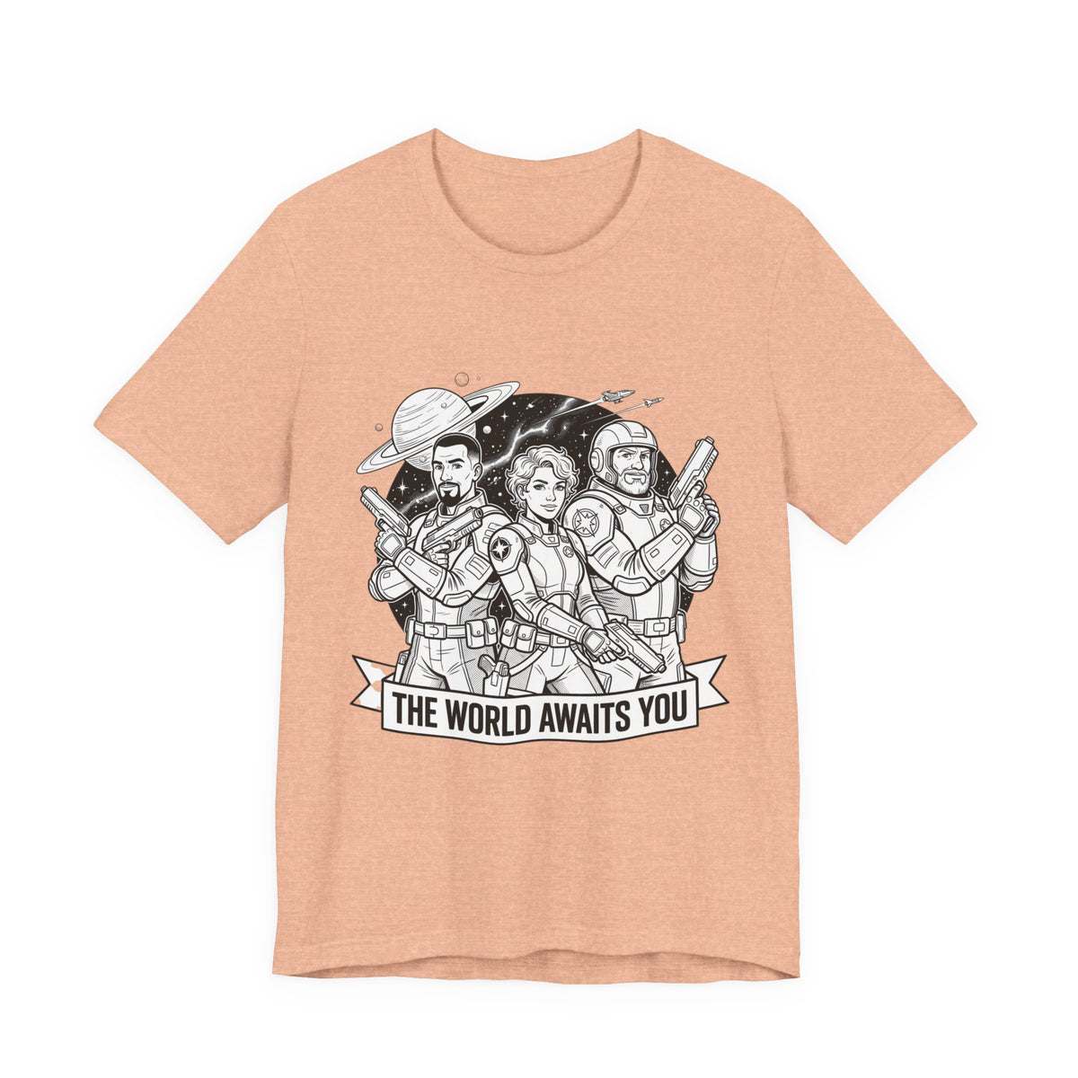 The World Awaits You Tee — Retro Space Crew Graphic T‑Shirt