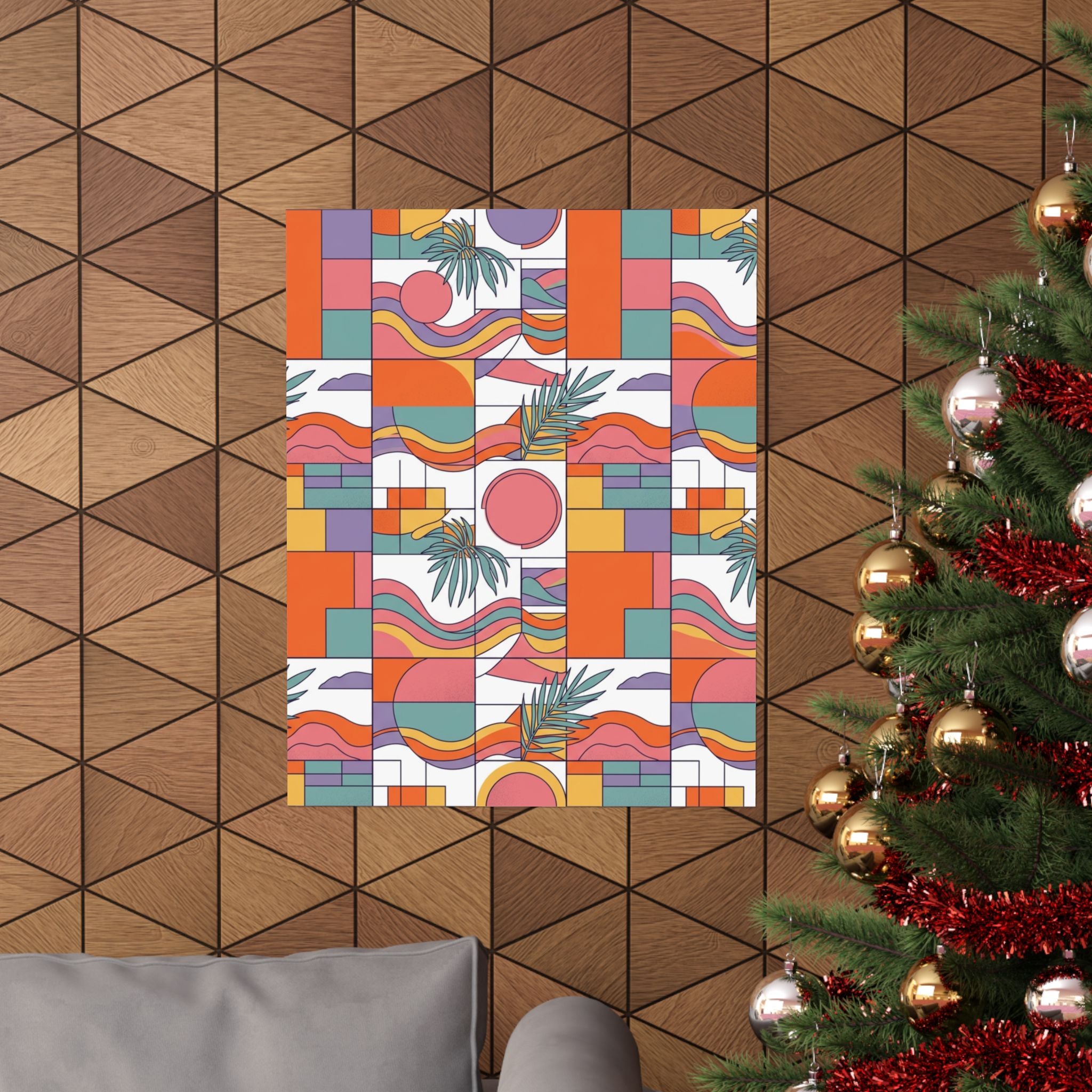 Retro Geometric Palm Art Poster