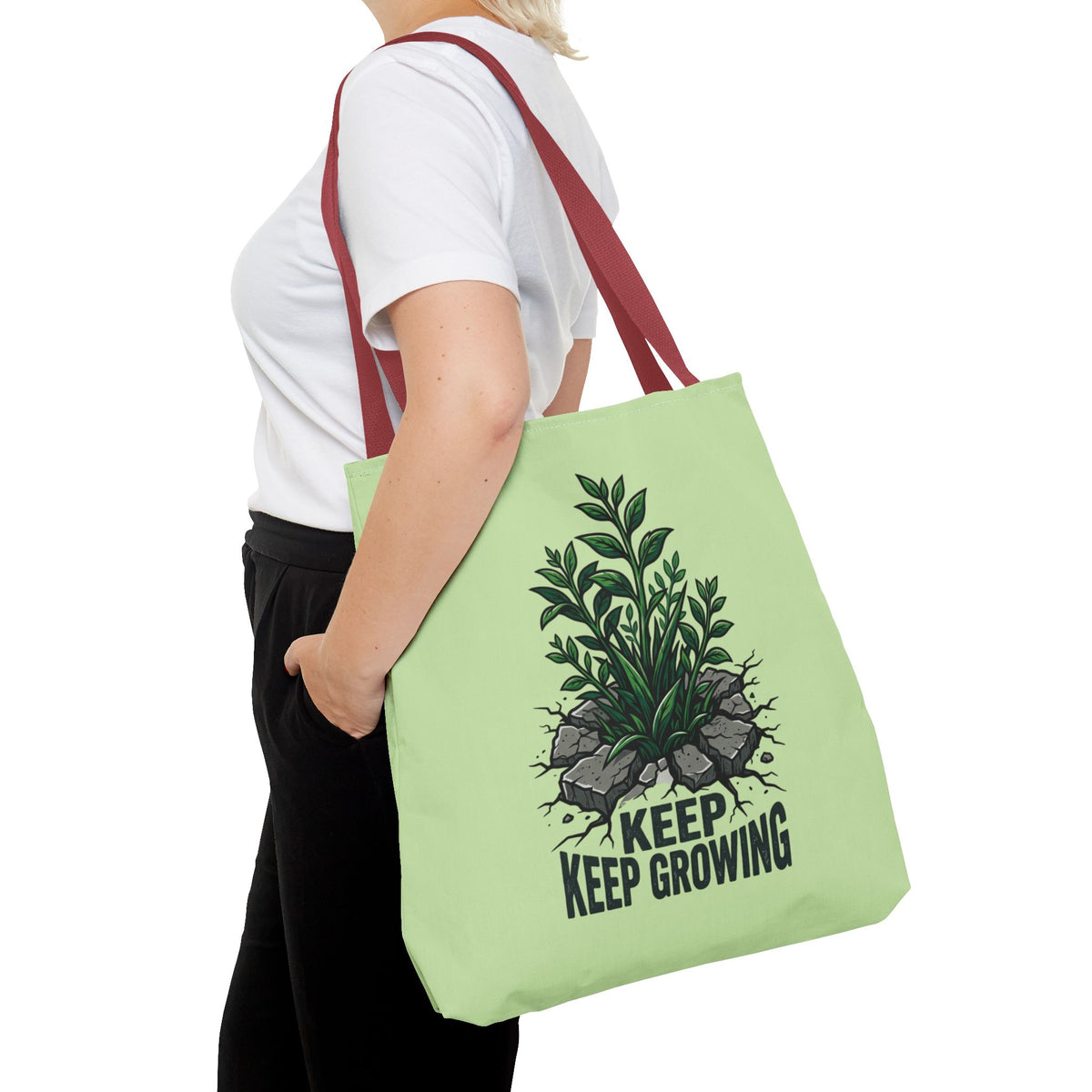 Keep Growing Plant Tote Bag — Inspirational Garden Canvas Tote