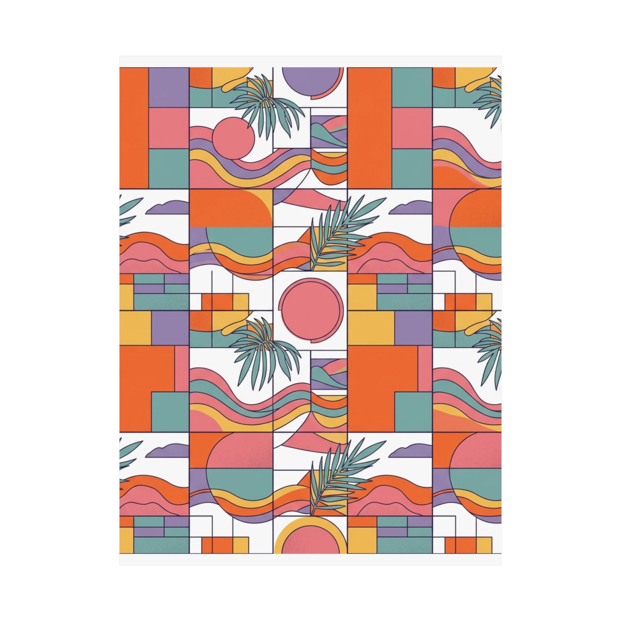 Retro Geometric Palm Art Poster