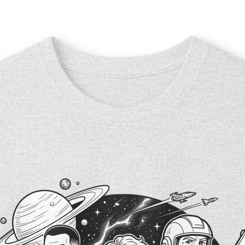 Long Sleeve Tee — "The World Awaits You" Retro Space Explorer Graphic