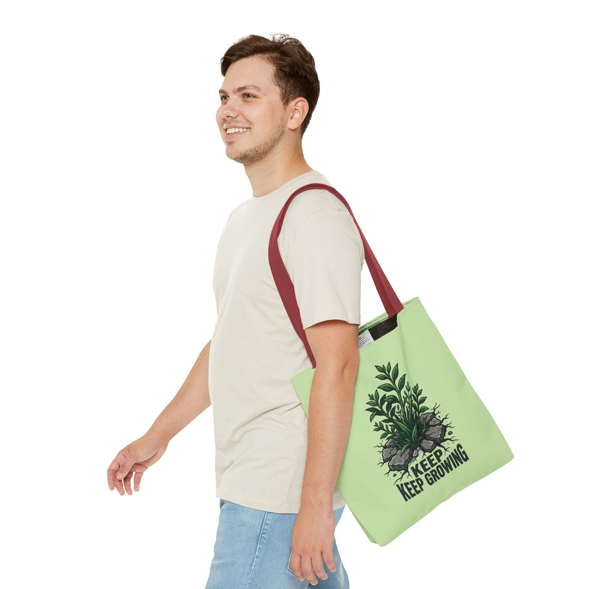 Keep Growing Plant Tote Bag — Inspirational Garden Canvas Tote