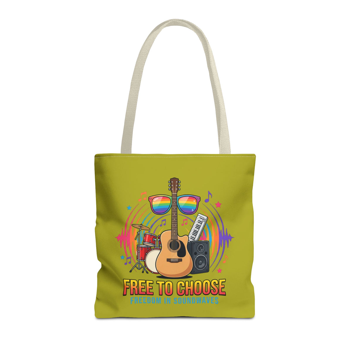 Tote Bag — "Free to Choose" Rainbow Music Pride Tote