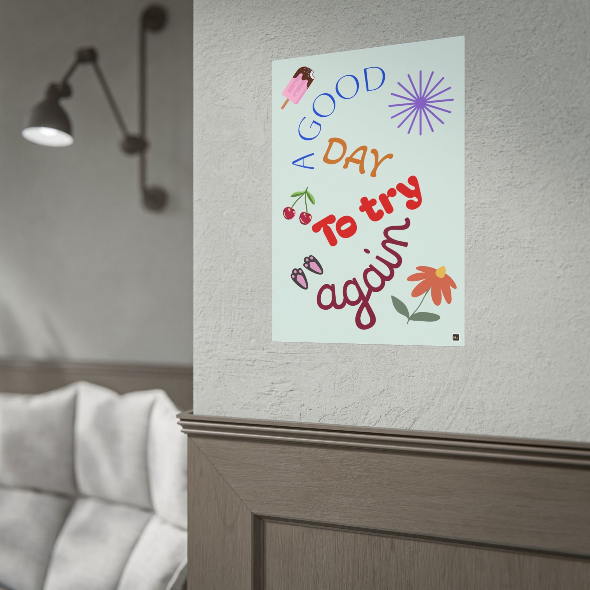 Motivational Poster — "A Good Day to Try Again" Inspirational Wall Art