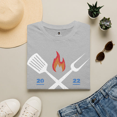 BBQ Team T‑Shirt — 2022 Flame Graphic Grill Crew Tee