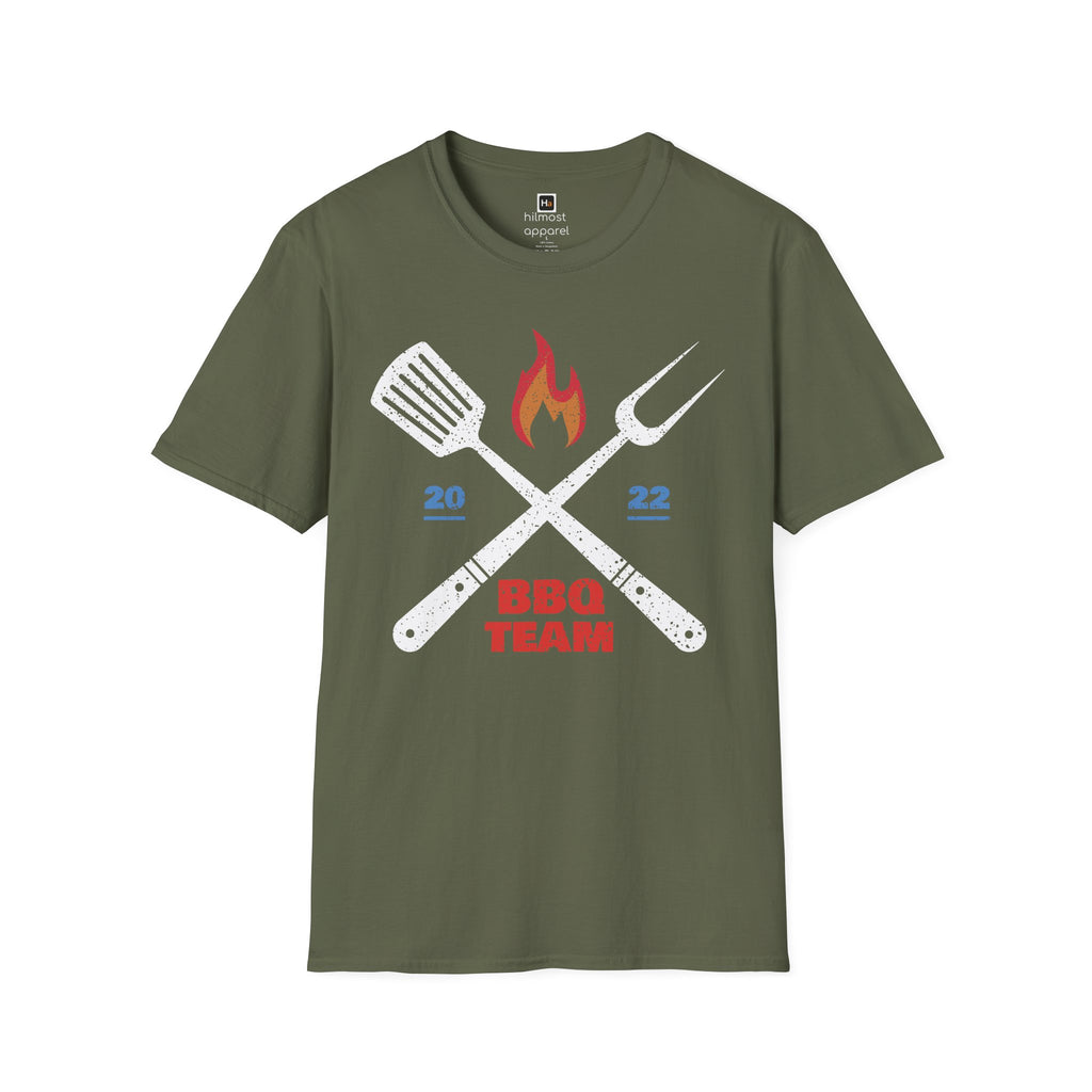 BBQ Team T‑Shirt — 2022 Flame Graphic Grill Crew Tee
