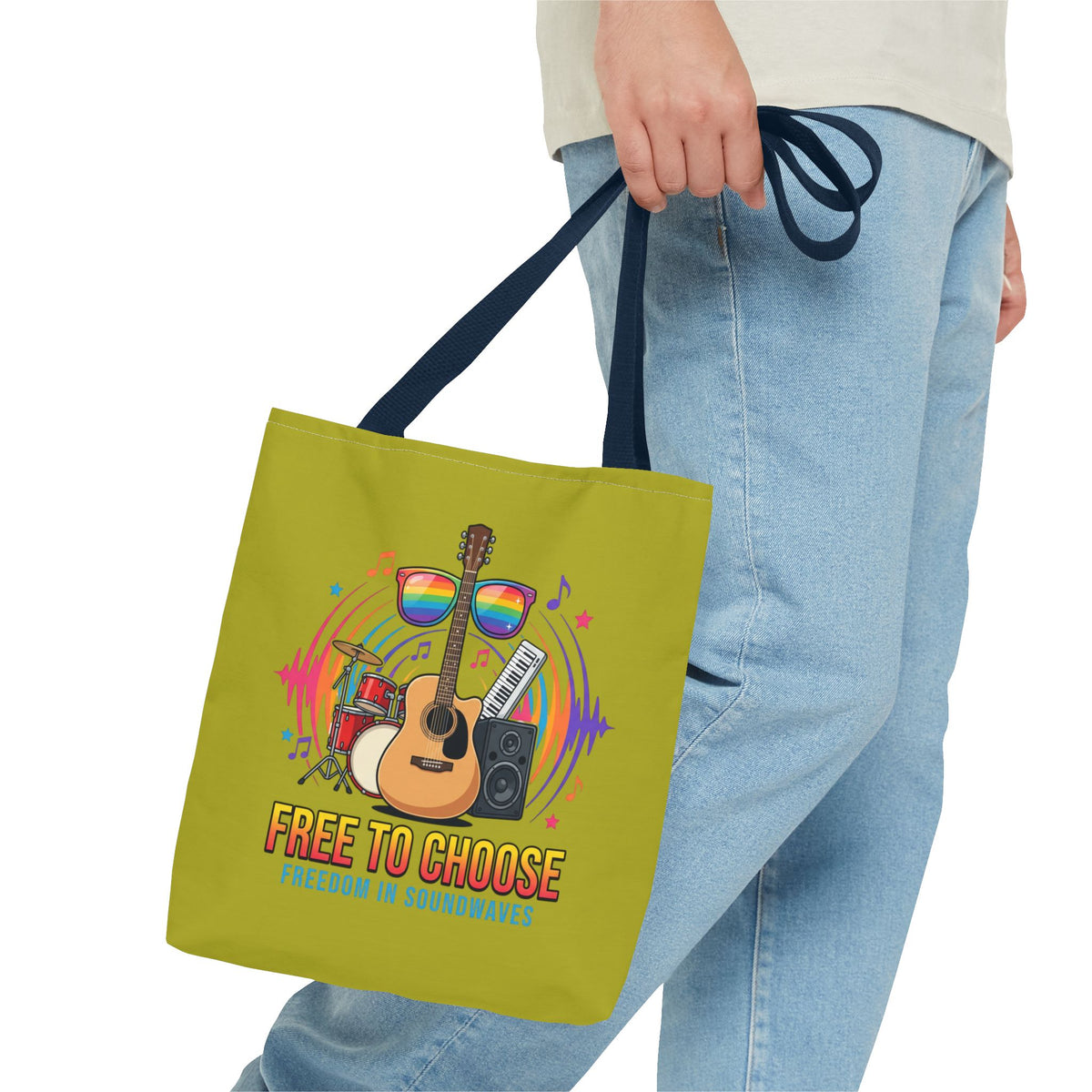 Tote Bag — "Free to Choose" Rainbow Music Pride Tote