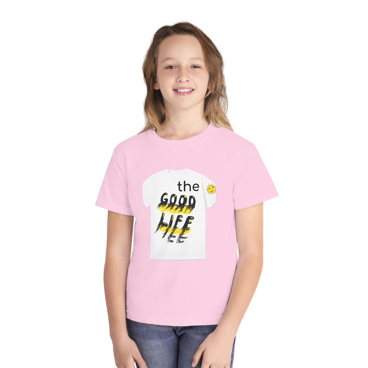 Youth Tee — "The Good Life" Smiley Graphic Kids T-Shirt