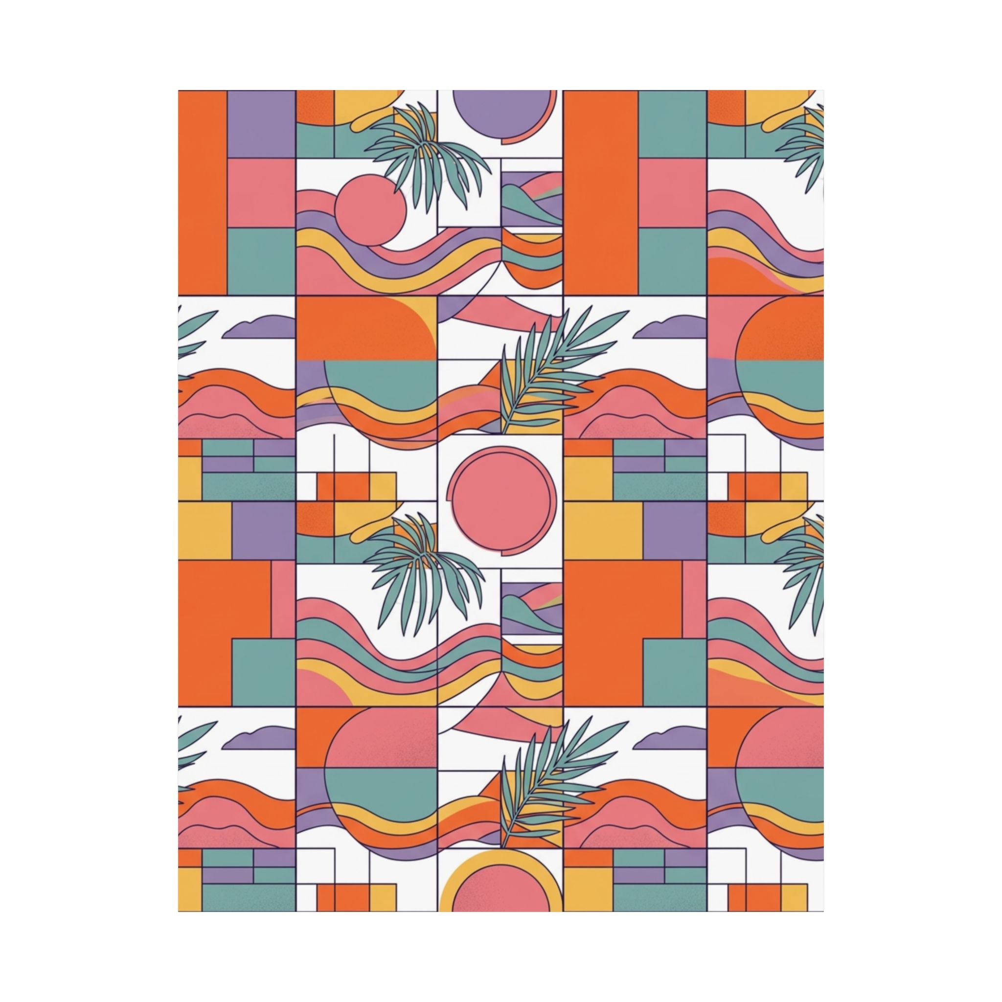 Retro Geometric Palm Art Poster