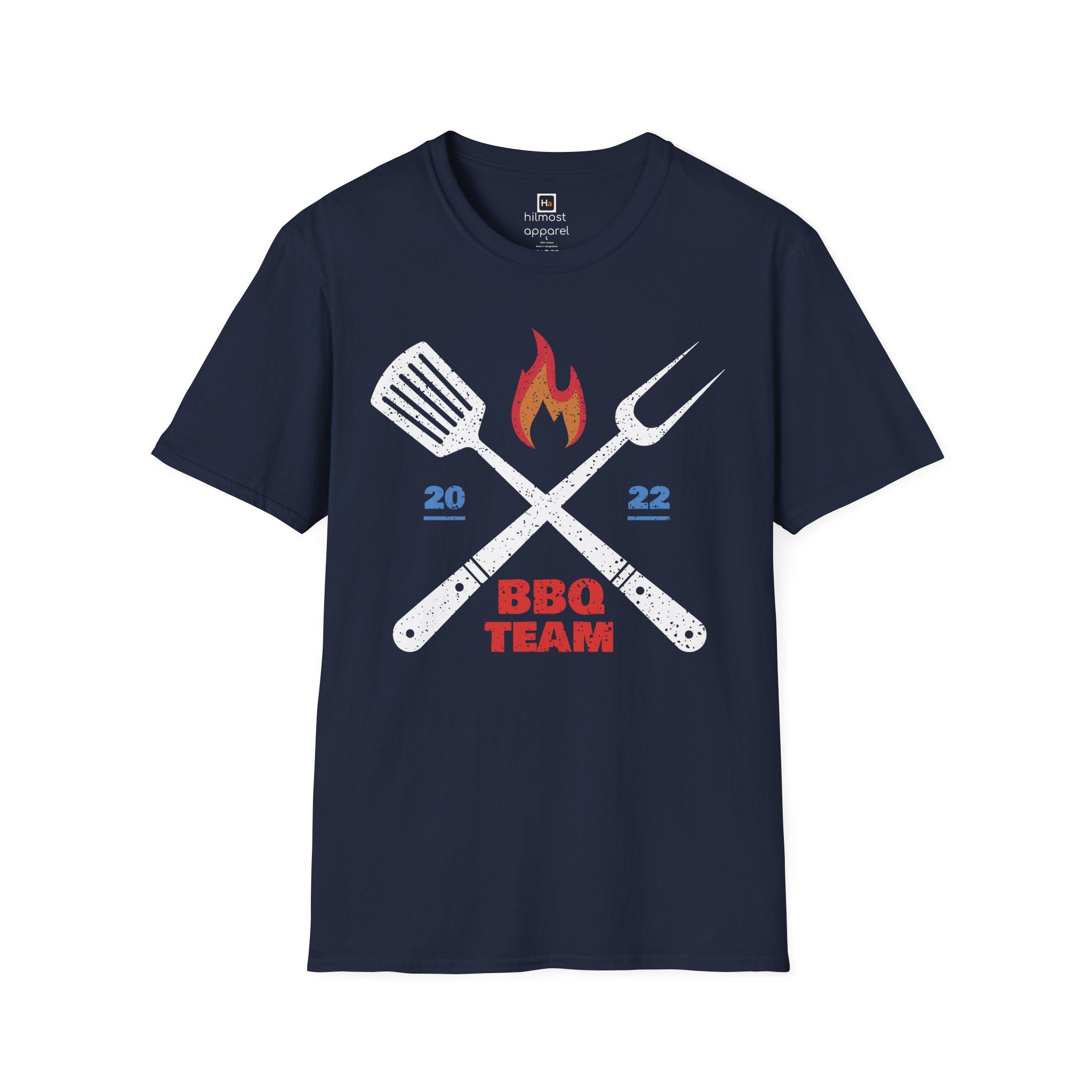 BBQ Team T‑Shirt — 2022 Flame Graphic Grill Crew Tee