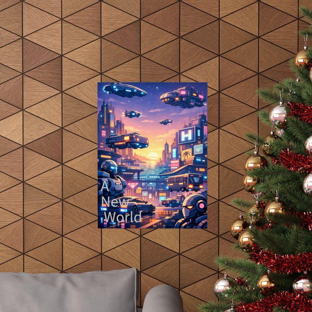 Cyber Sunset Poster 2 — Retro Futuristic Soldier Matte Vertical Print