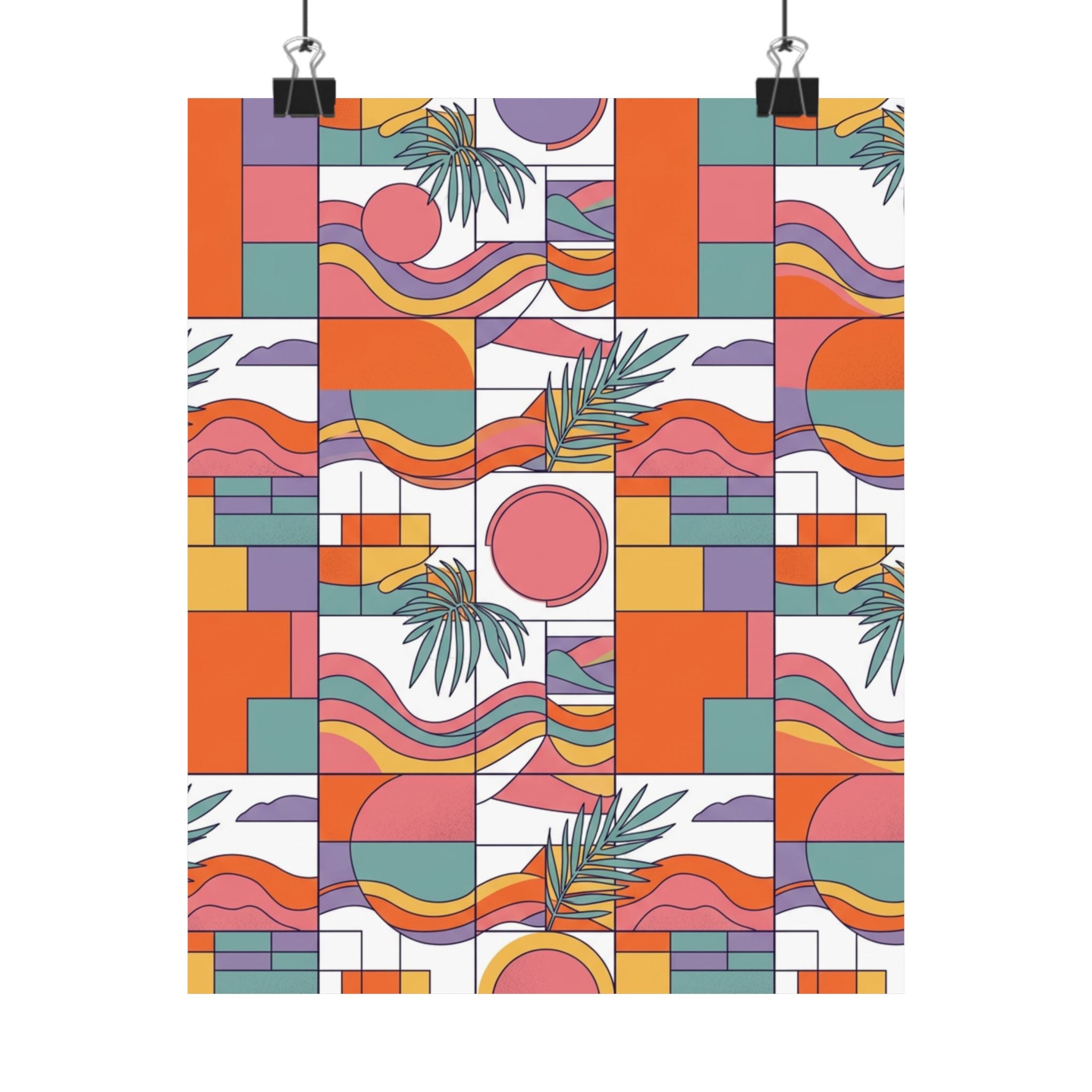 Retro Geometric Palm Art Poster