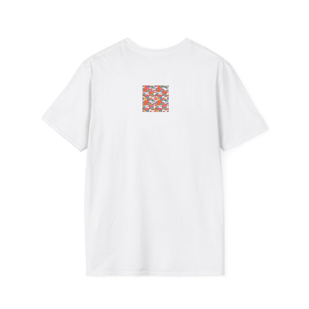 Retro Tropical Pattern T-Shirt — Colorful Geometric Beach Vibes