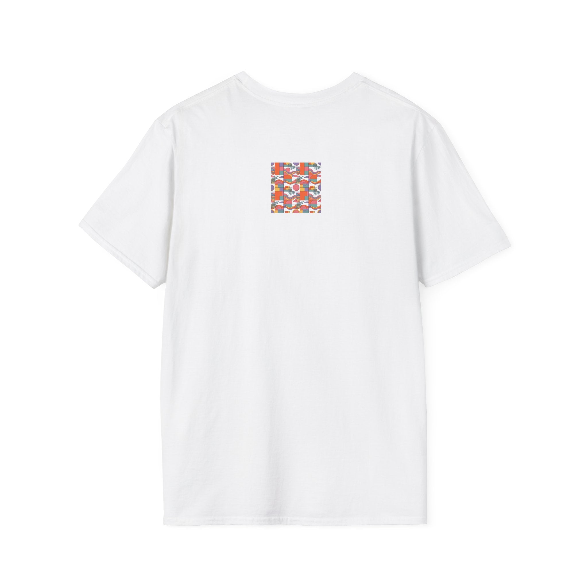 Retro Tropical Pattern T-Shirt — Colorful Geometric Beach Vibes