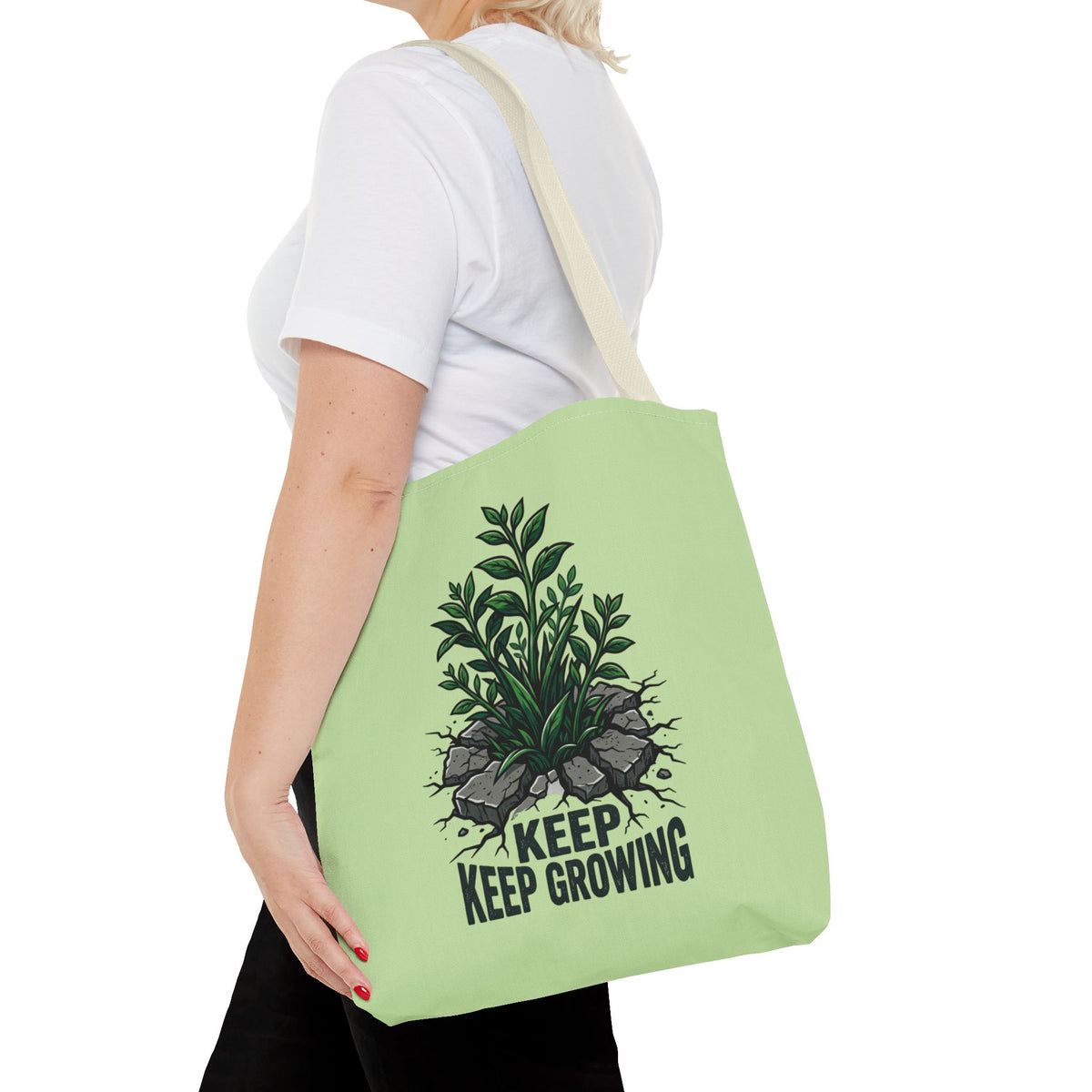 Keep Growing Plant Tote Bag — Inspirational Garden Canvas Tote