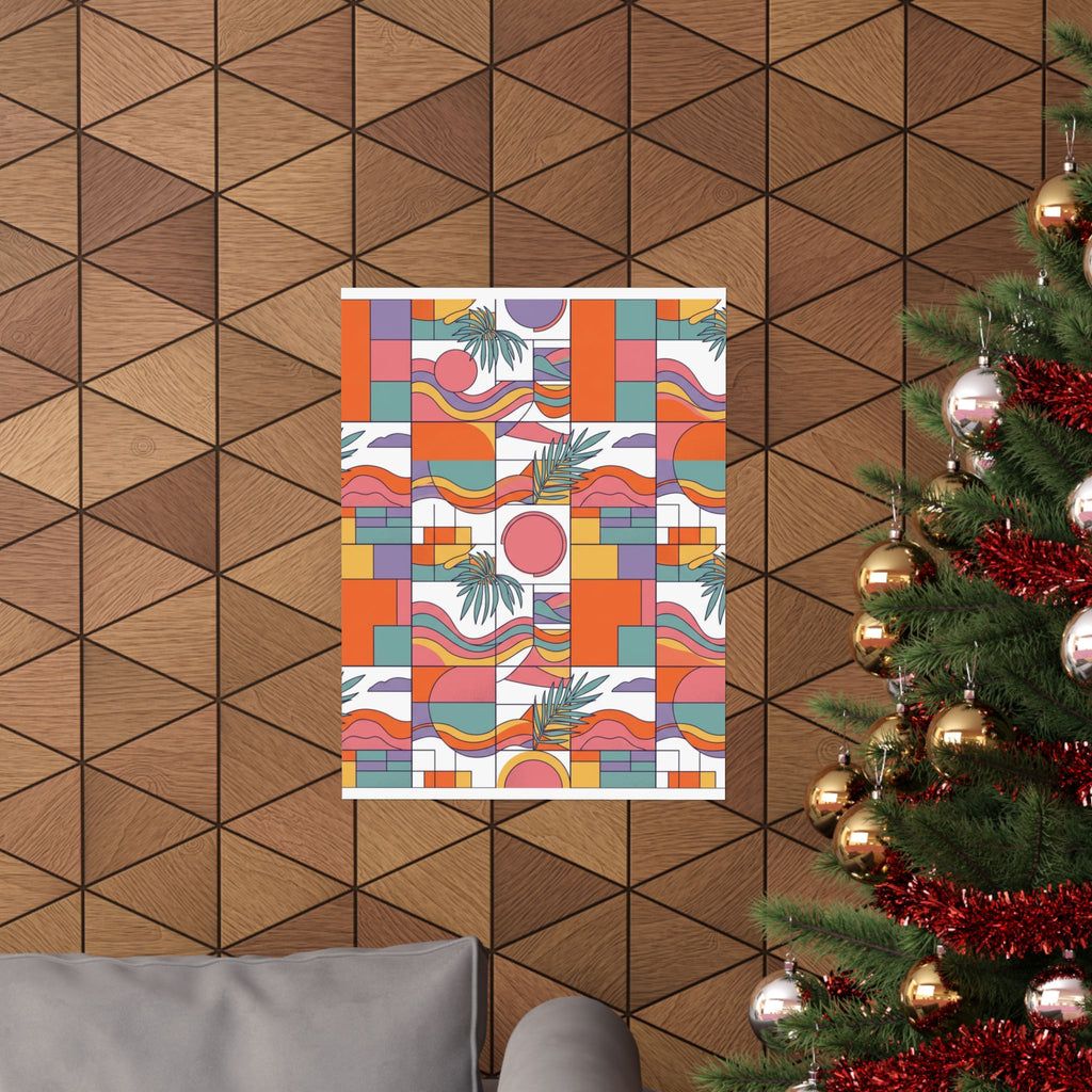 Retro Geometric Palm Art Poster