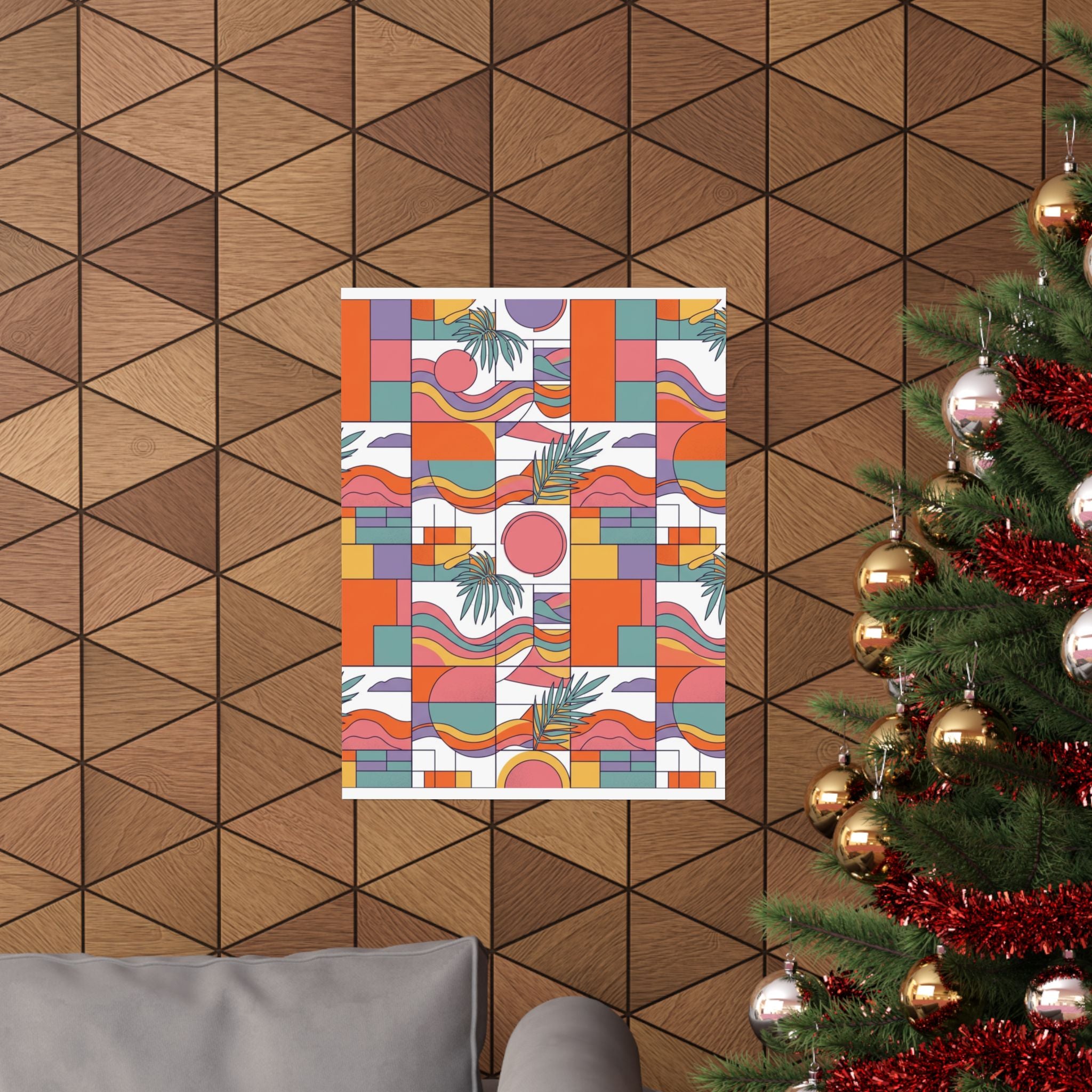 Retro Geometric Palm Art Poster