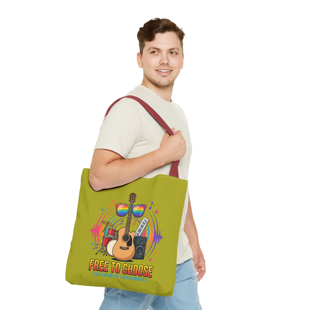 Tote Bag — "Free to Choose" Rainbow Music Pride Tote