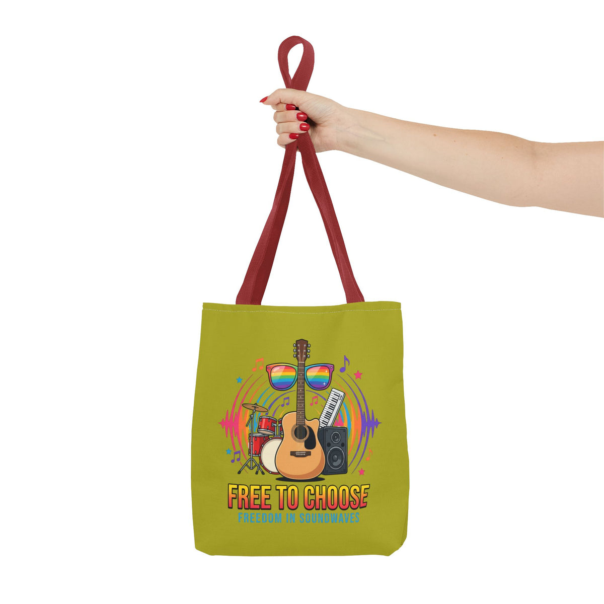 Tote Bag — "Free to Choose" Rainbow Music Pride Tote