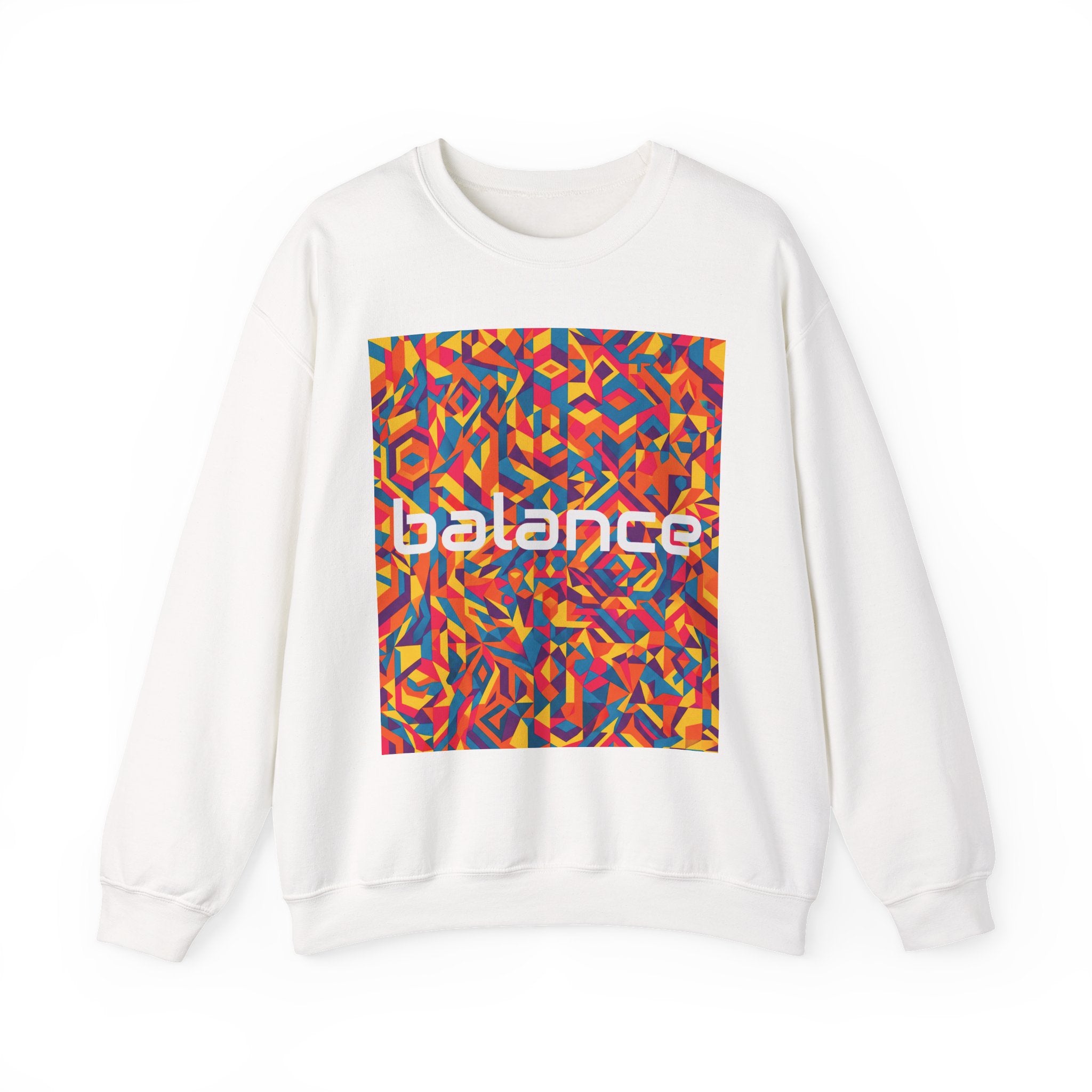 Balance Graphic Crewneck Sweatshirt — Colorful Abstract Hoodie