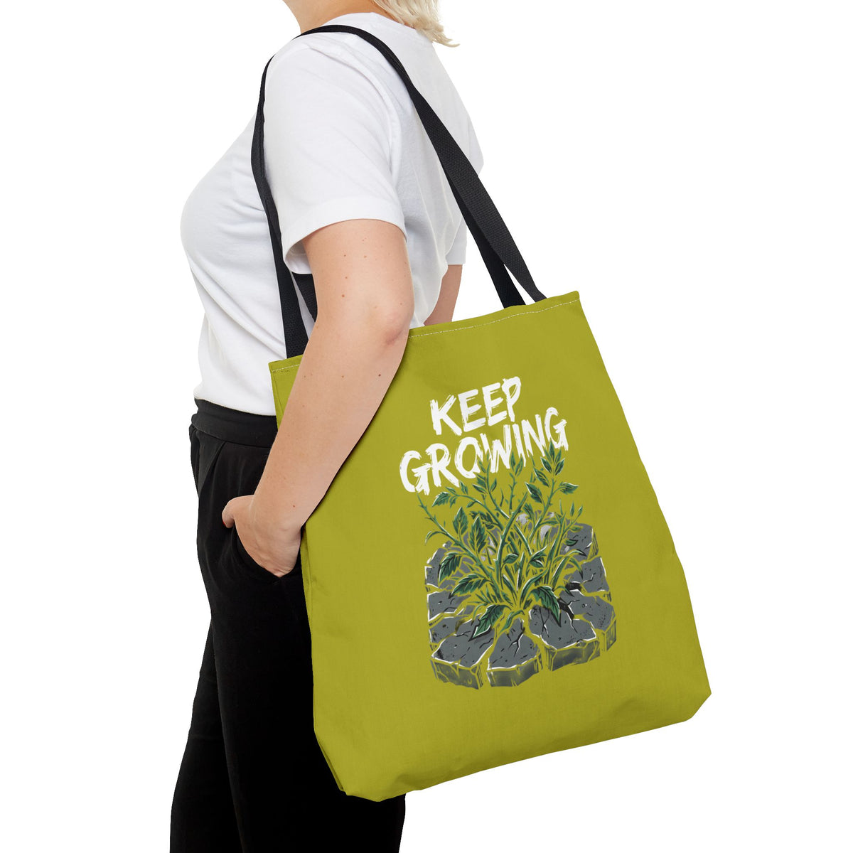 Tote Bag - Resilient Sprout Botanical Tote (Plant Growing Through Rock)