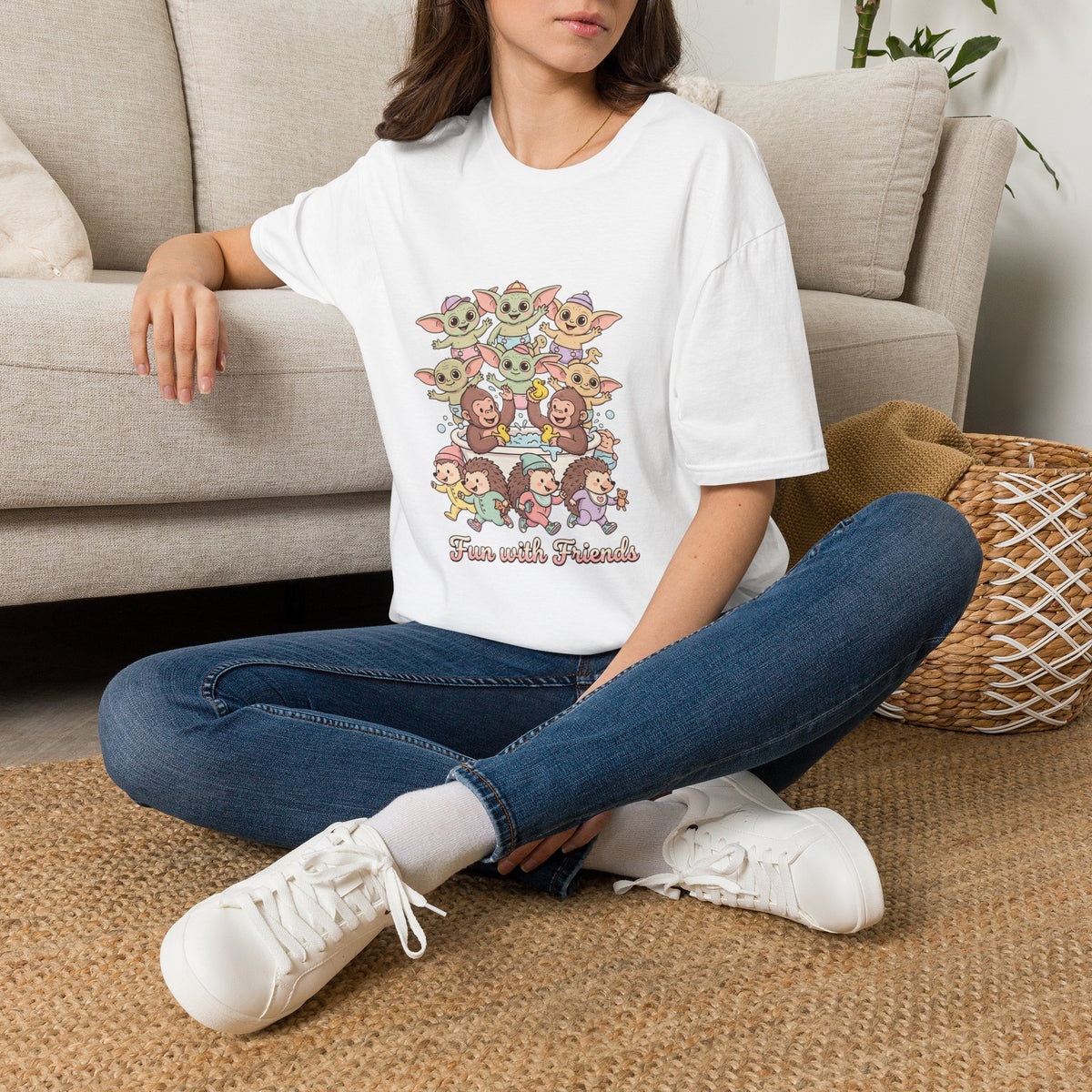 T-Shirt — "Friends with Funimals" Cute Cartoon Pets Graphic Tee
