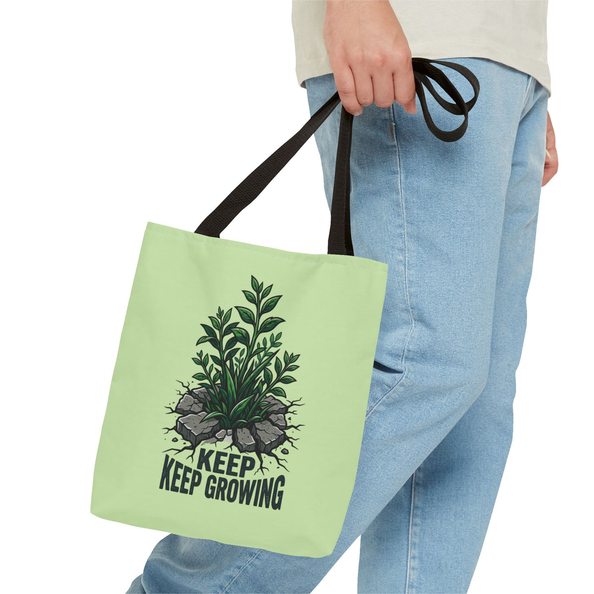 Keep Growing Plant Tote Bag — Inspirational Garden Canvas Tote