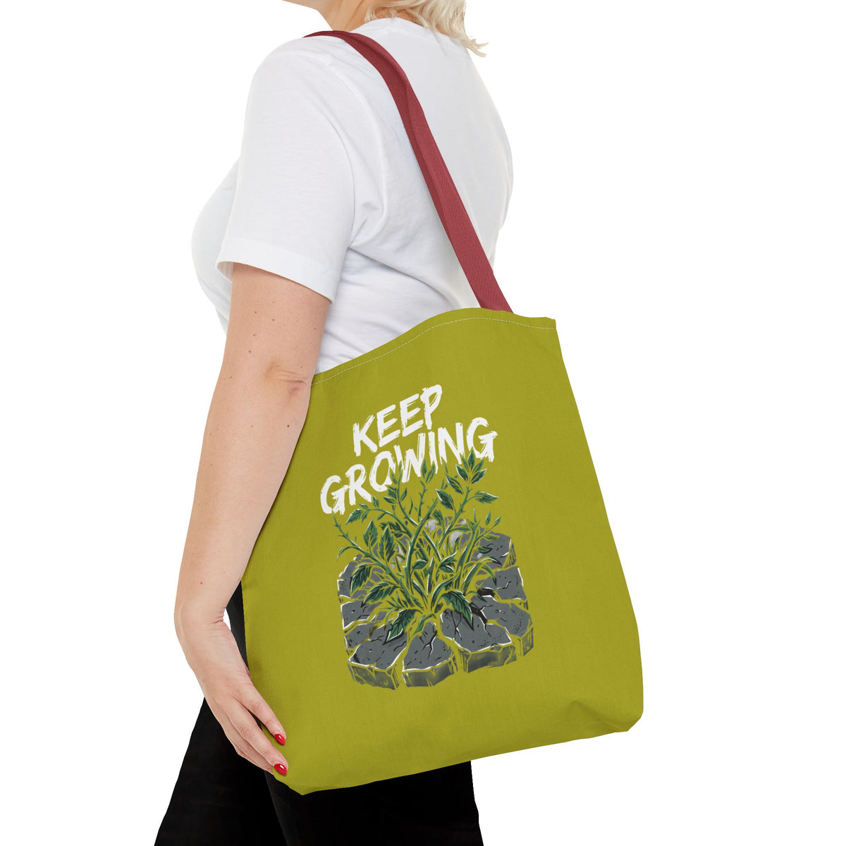 Tote Bag - Resilient Sprout Botanical Tote (Plant Growing Through Rock)