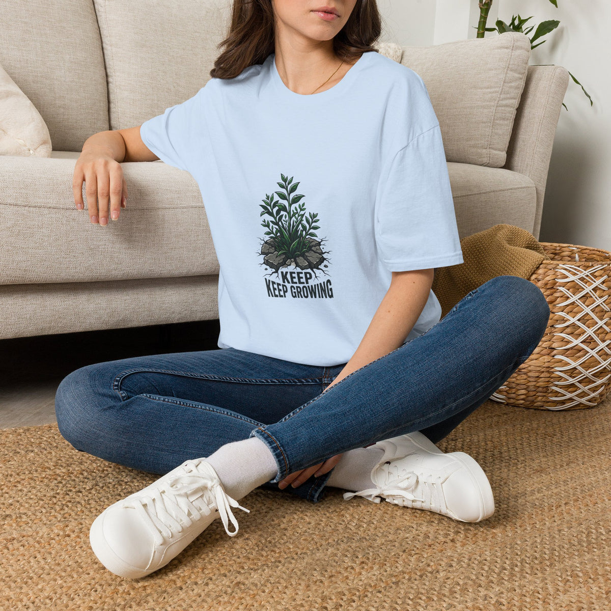 Keep Growing Plant T-Shirt — Minimal Botanical Graphic Tee for Plant Lovers