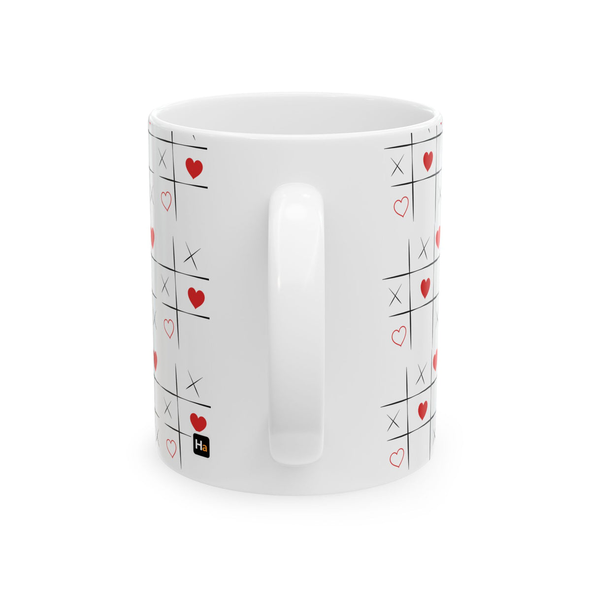 Tic-Tac-Toe Heart Ceramic Mug — Cute Valentine’s Day Love Game Coffee Cup (11oz/15oz)