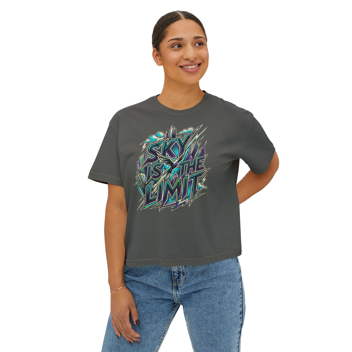 Sky Is The Limit Graphic Tee — Women's Boxy Inspirational T‑Shirt