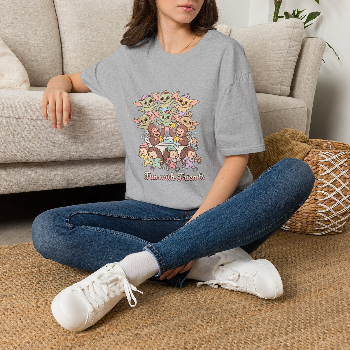 T-Shirt — "Friends with Funimals" Cute Cartoon Pets Graphic Tee