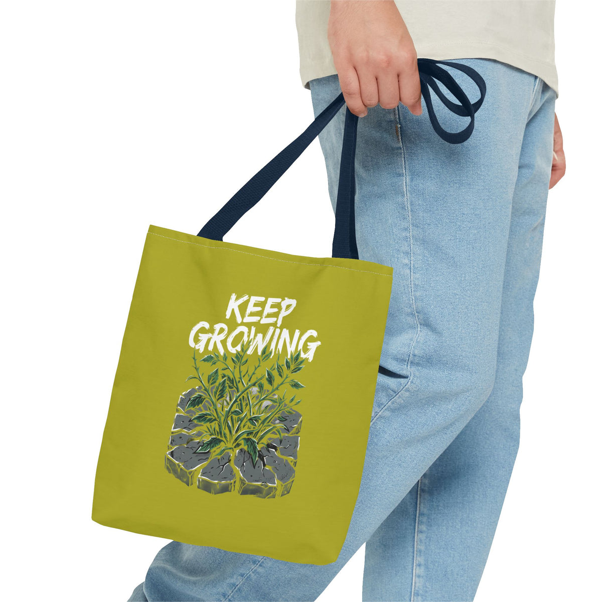 Tote Bag - Resilient Sprout Botanical Tote (Plant Growing Through Rock)