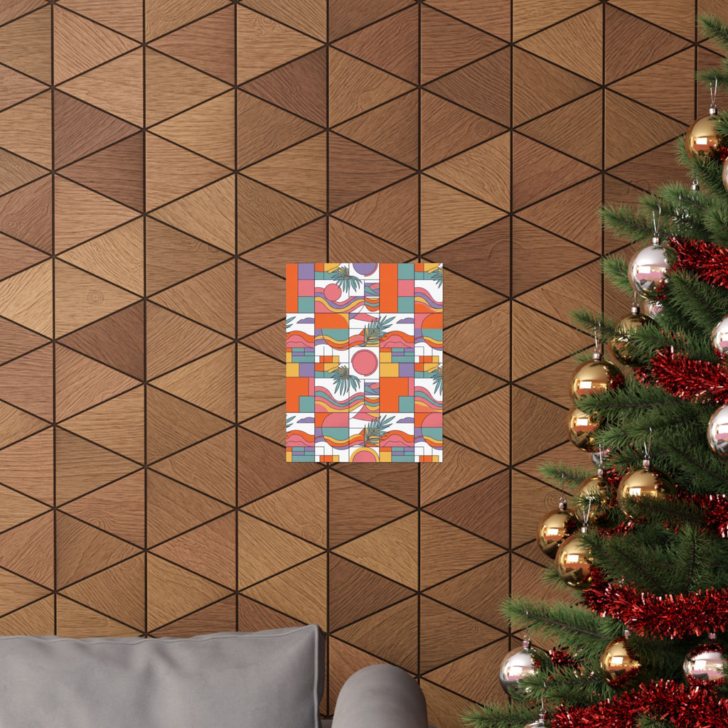 Retro Geometric Palm Art Poster