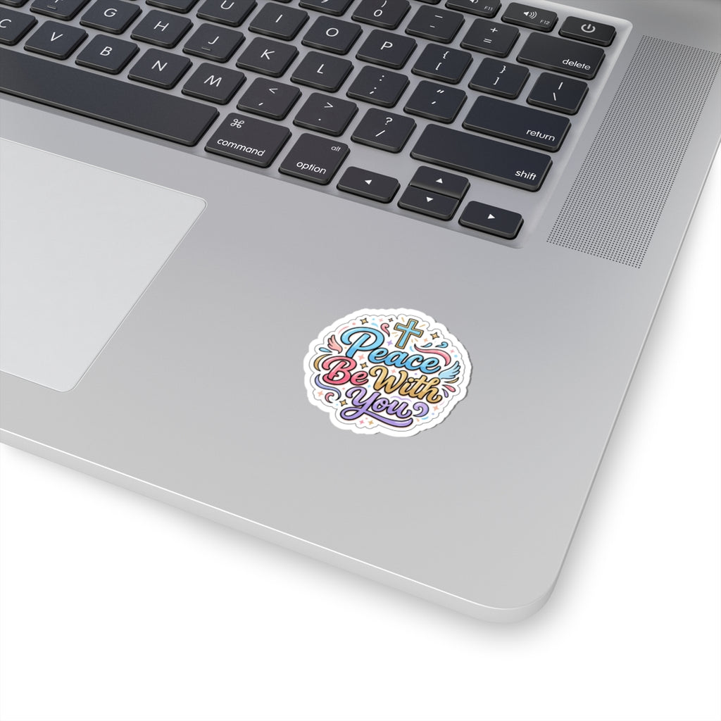Peace Be With You Religious Sticker — Christian Cross Vinyl Kiss-Cut