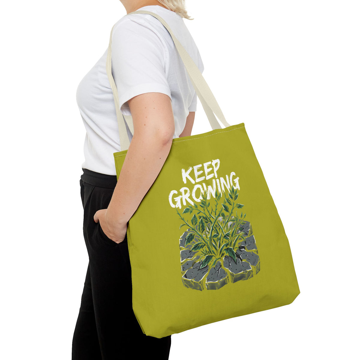 Tote Bag - Resilient Sprout Botanical Tote (Plant Growing Through Rock)