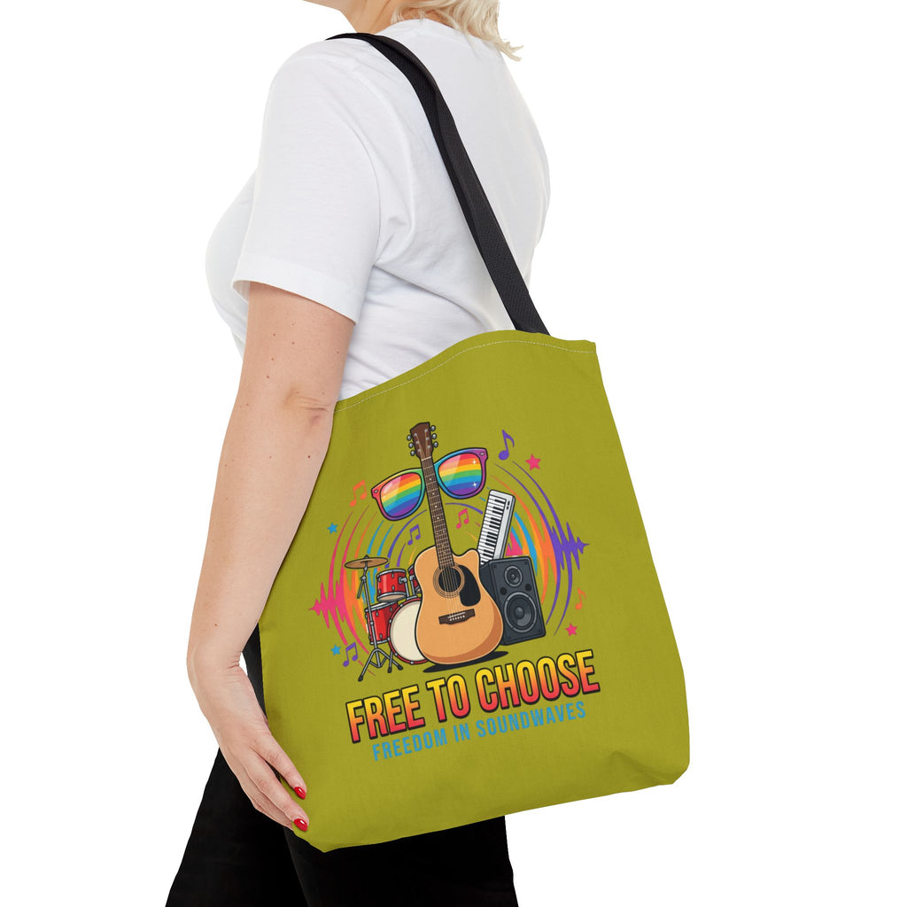 Tote Bag — "Free to Choose" Rainbow Music Pride Tote