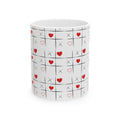 Tic-Tac-Toe Heart Ceramic Mug — Cute Valentine’s Day Love Game Coffee Cup (11oz/15oz)