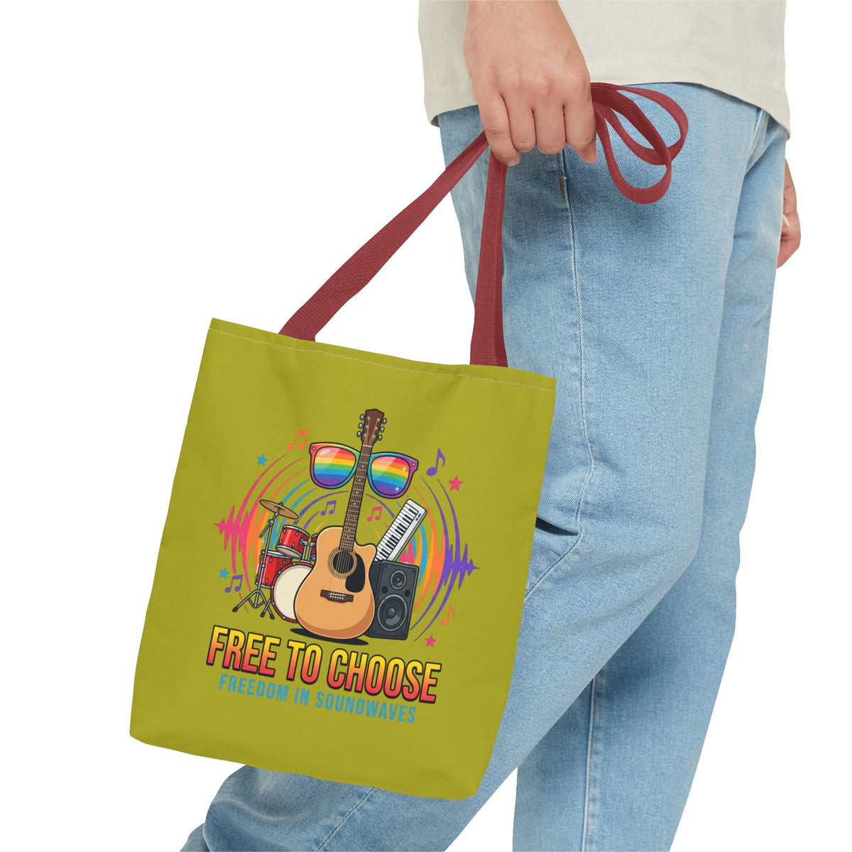 Tote Bag — "Free to Choose" Rainbow Music Pride Tote
