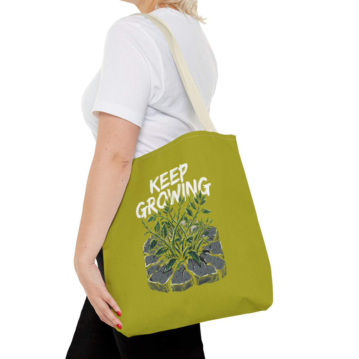 Tote Bag - Resilient Sprout Botanical Tote (Plant Growing Through Rock)